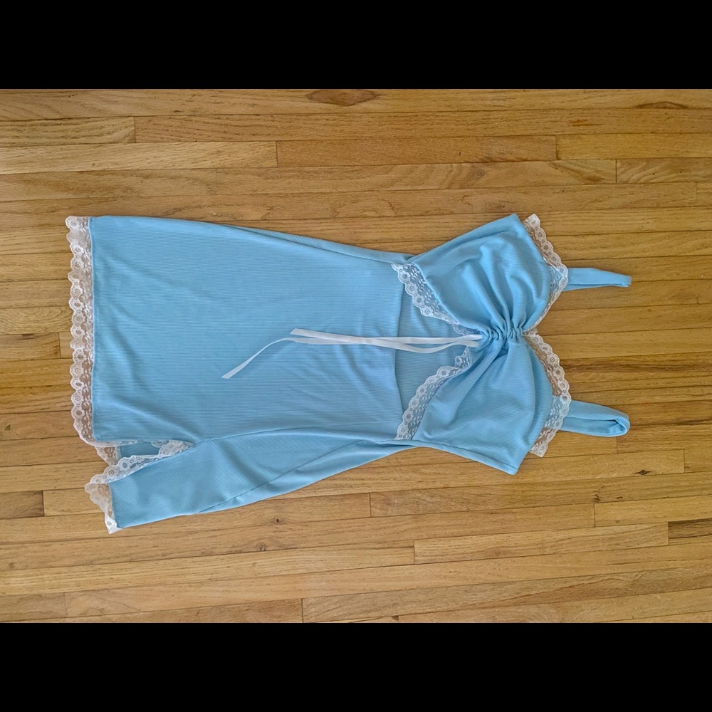 Blue Lace Trimmed Dress